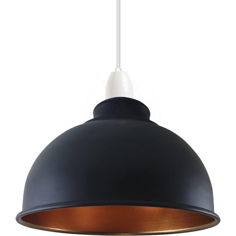 Luminaire suspendu en métal avec abat-jour intérieur en métal noir et or compatible avec E26 pour îlot de cuisine