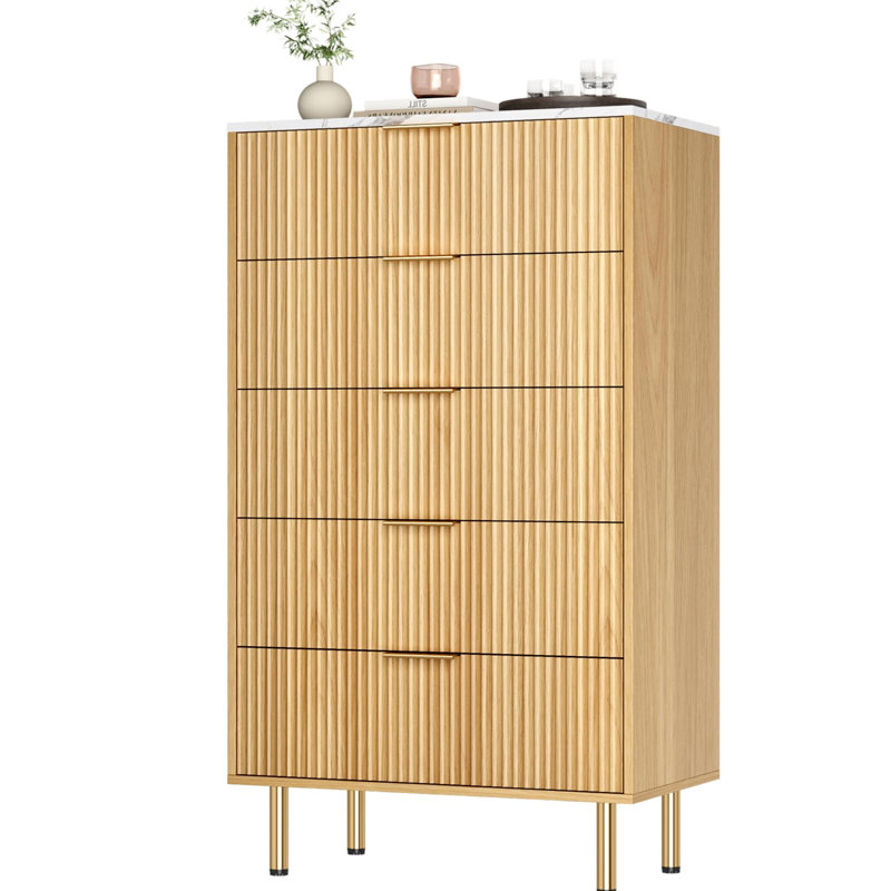 5 Drawer Dresser, Dresser For Bedroom,47.9" Tall Dressers Chest Of Drawers, Natural