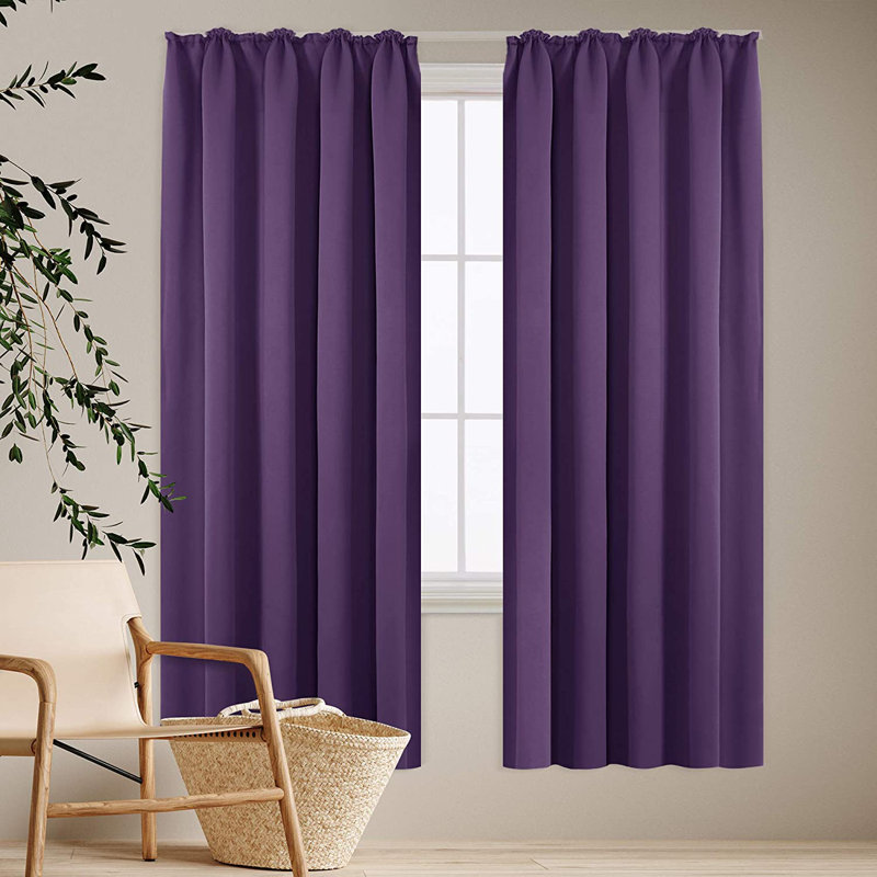 Deavin Blackout Curtain Pair, Width 140 x Drop 175cm, Dark Purple