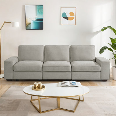Canapé modulaire avec rangement pour sièges, canapé en chenille confortable pour le salon, le bureau, le siège profond, le chargement USB, avec housse amovible, canapé 3 places