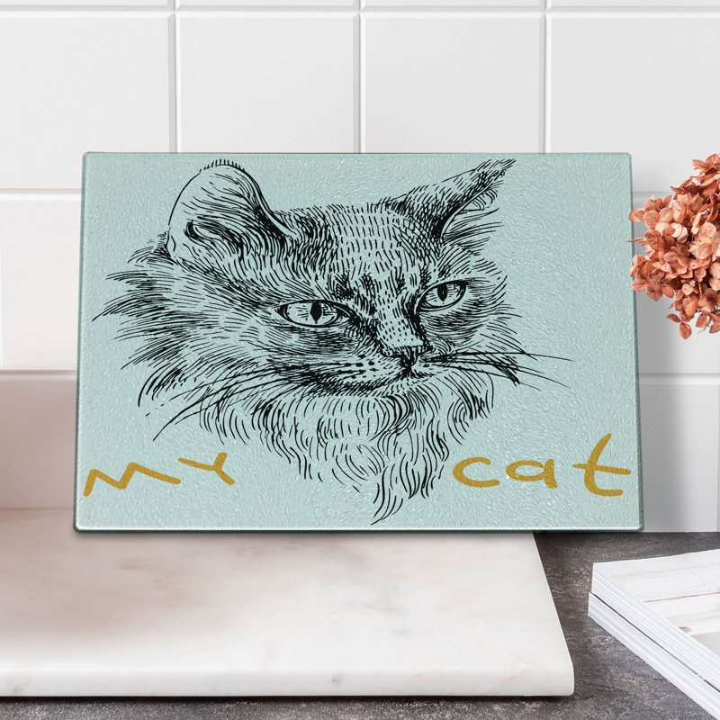 Planche à découper en verre trempé pour chat Ambesonne
