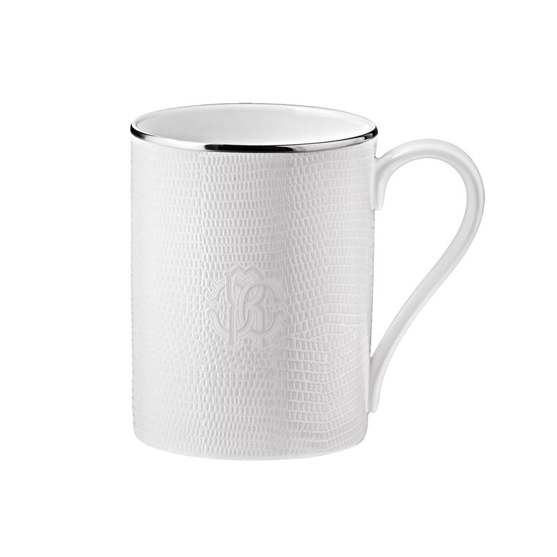 Mug Cup LIZARD PLATIN in Luxury Box diam. 2.5in, H 3.3in, cap. 12.5 oz