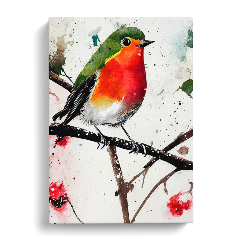 Erandekar Robin Bird Splatter Vol.2 - Wrapped Canvas, 50cm H x 35cm W x 3cm D