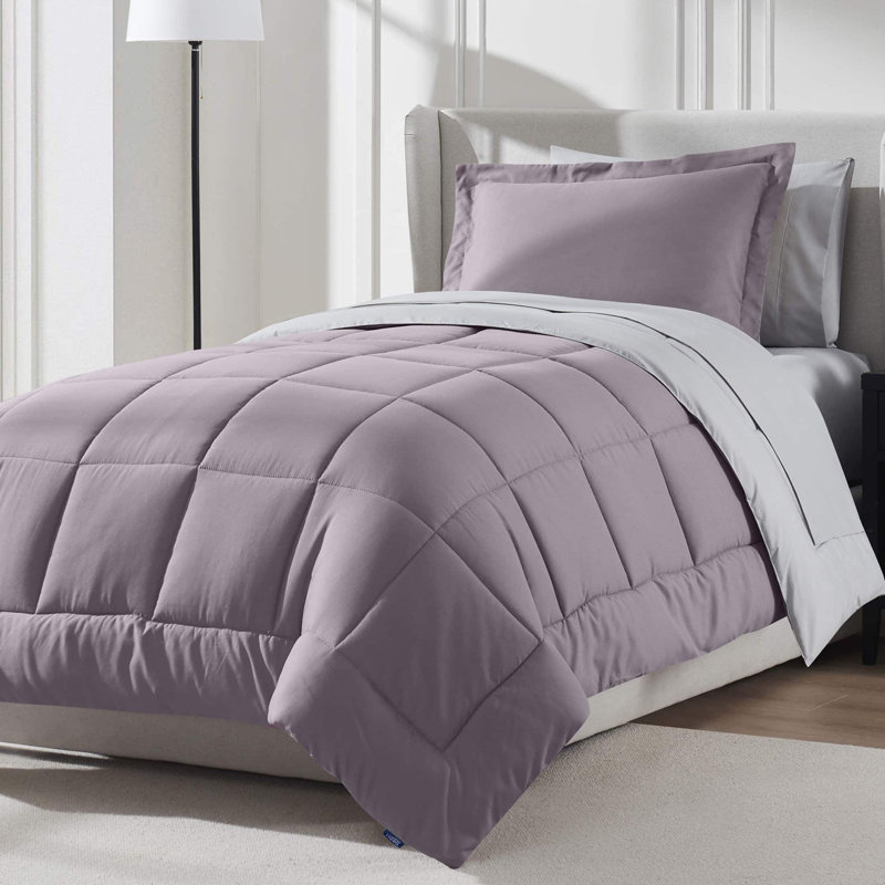 Ensemble d'édredon réversible avec draps Bed-in-a-bag, Édredon simple + 5 pièces supplémentaires, Mauve ancien