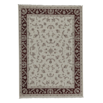Tapis ivoire et vin noué à la main de haute qualité
