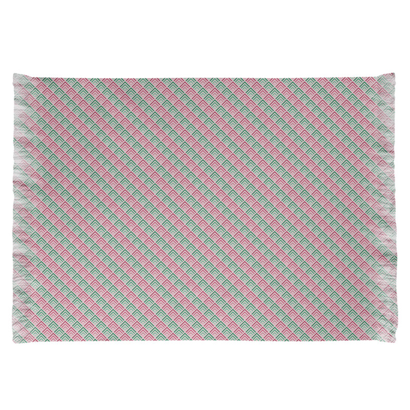 Motif géométrique rayé vert/rose Tapis décoratif, non