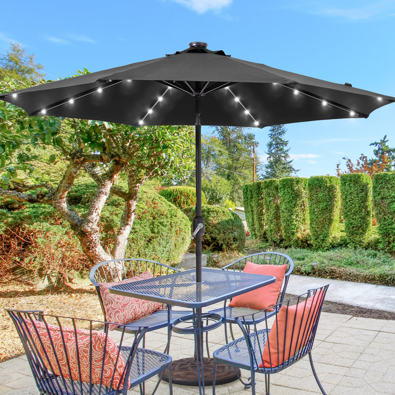 Parasol de marché inclinable 9 pi avec protection contre les rayons UV pour la terrasse et le jardin Oakley, Noir