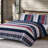 Navy Blue Striped Washed Cotton Quilt Set-591300790