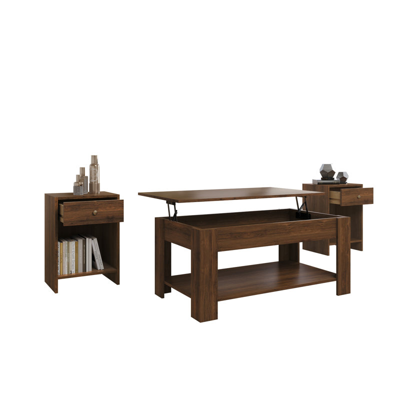Magnolia 3 Piece Coffee Table Set, Brown