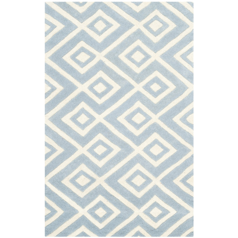Huth Geometric Wool Hand Woven Area Rug, Rectangle 122 x 183 cm