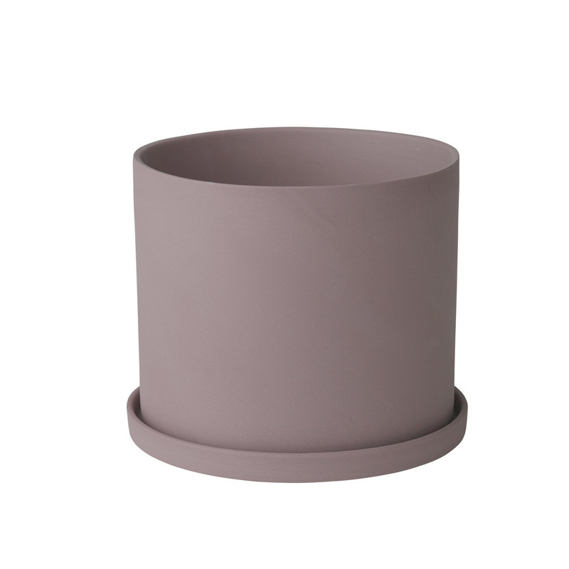 NONA Porcelain Herb Pot Planter Set - 2 piece, Bark, 4.9'' H x 5.9'' D