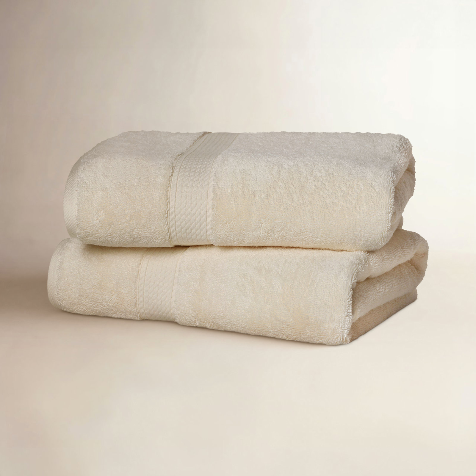 2-Piece Egyptian Cotton Bath Towel Set, Cream
