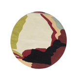 Round Moonlight Abstract Flatweave Cotton Area Rug in Red/White
