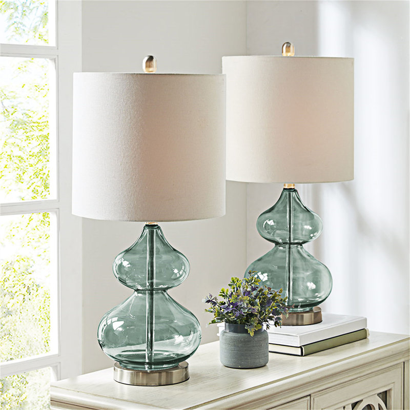Ensemble de 2 lampes de table incurvées en verre, design élégant et moderne