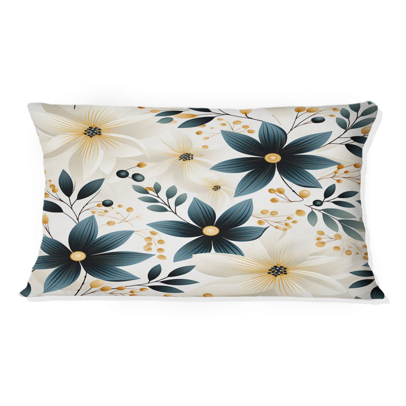 Coussin imprimé floral ivoire ivoire