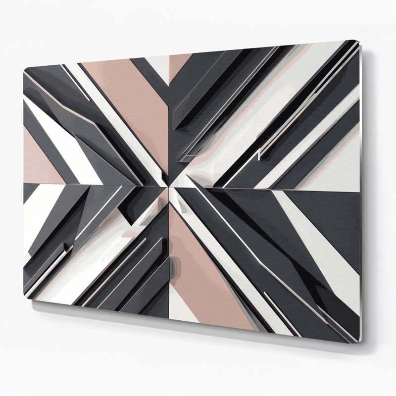 «Geometric Abstraction 99», art mural en métal gris, H 11 po x l 14 po