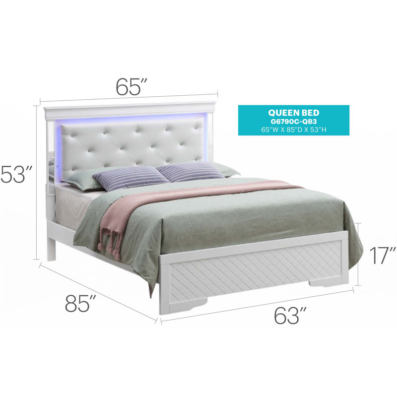 Grand lit, champagne argenté (lit seulement), Blanc, Grand