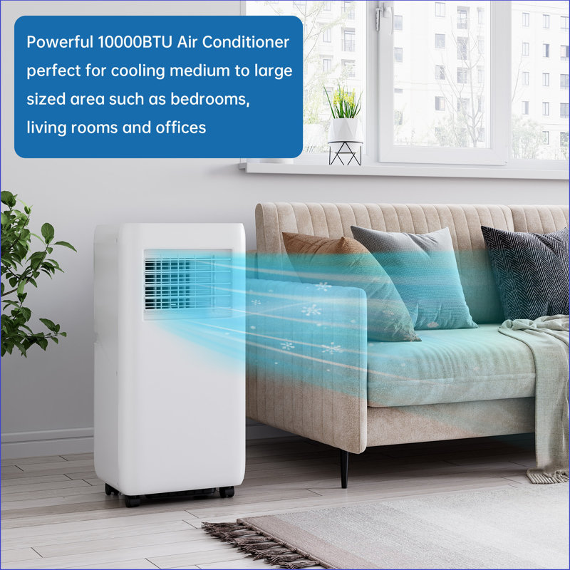 10,000 Btu Portable Air Conditioner – Cools Rooms Up To 450 Sq. Ft. | 3-in-1 Cooling, Dehumidifier & Fan Modes | 24h Timer + Remote Control + Sleep Mode