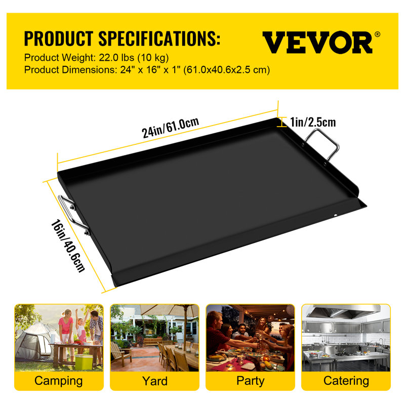 Plaque chauffante en acier au carbone VEVOR, Noir, L 24 po
