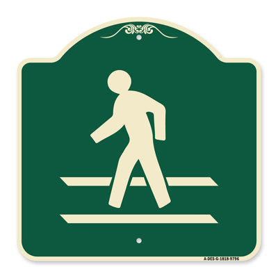 Enseigne Signmission Designer Series - Passage pour piétons | Enseigne architecturale en aluminium de gros calibre brun clair et vert 18 po x 18 po | Protégez votre entreprise et votre commune | Fabriqué aux États-Unis