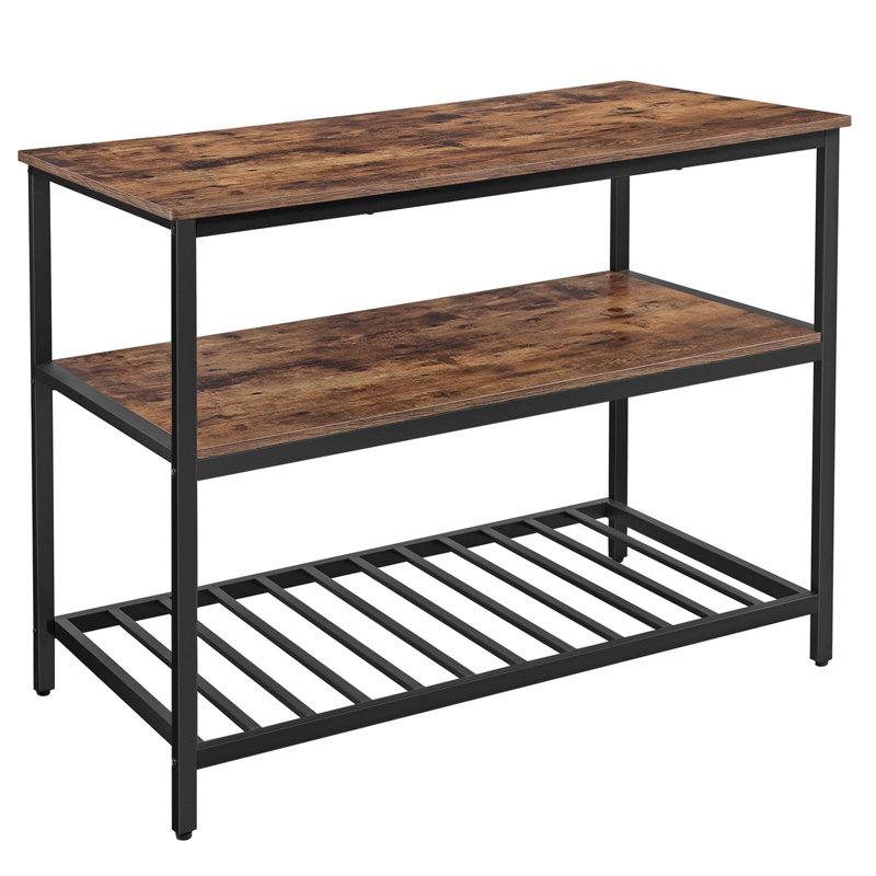 Ladue 120cm W Stainless Steel Kitchen Island, Rustic Walnut/Black