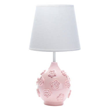 Signature Botanical Baby Pink Floral Nursery Lamp with Shade & Bulb