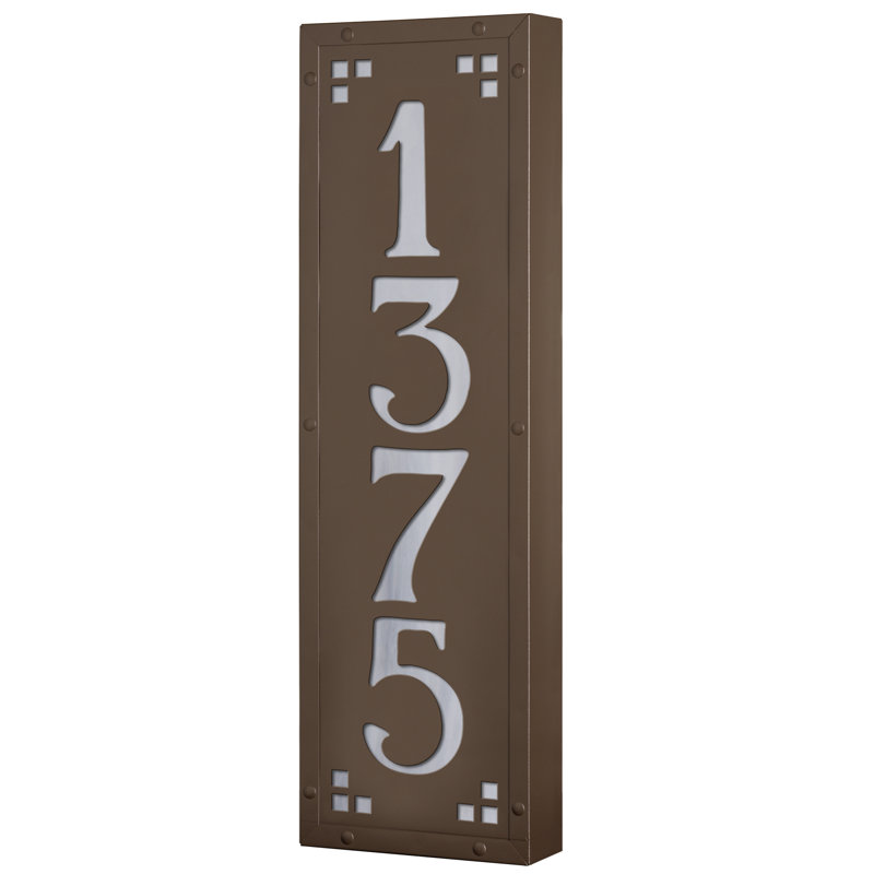Plaque d'adresse murale personnalisable 120 V pour 4 numéros, Bronze thermolaqué / blanc vaporeux