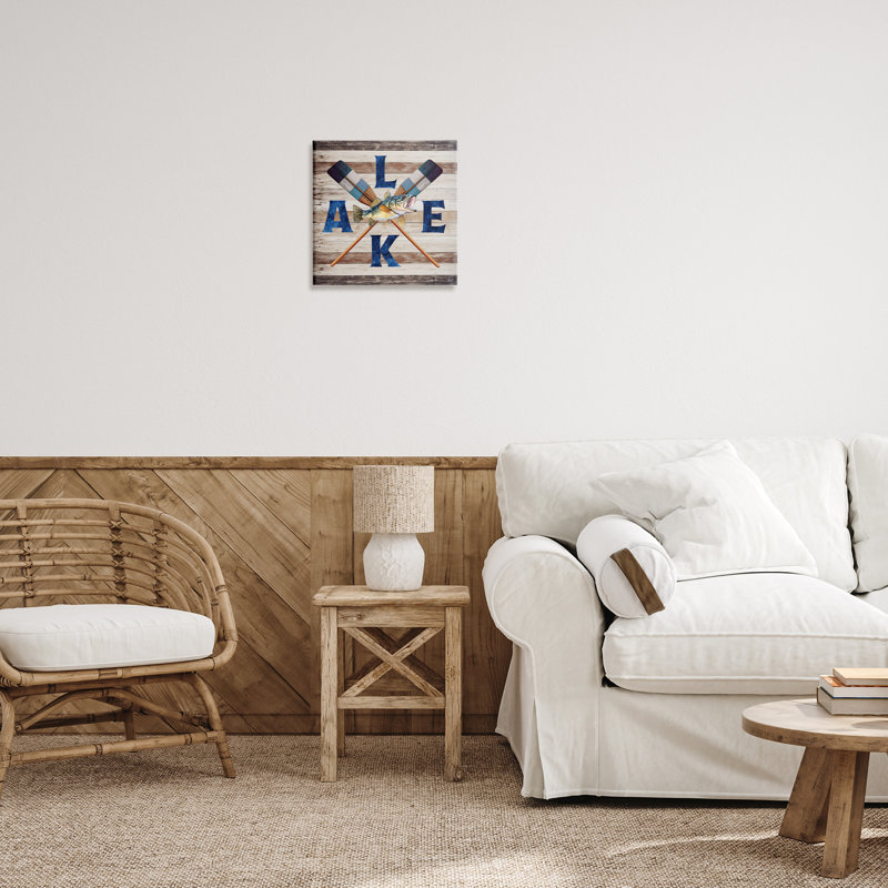 «Rustic Lake Boat Oars Canvas», conception par Nicole DeCamp, H 17 po x l 17 po