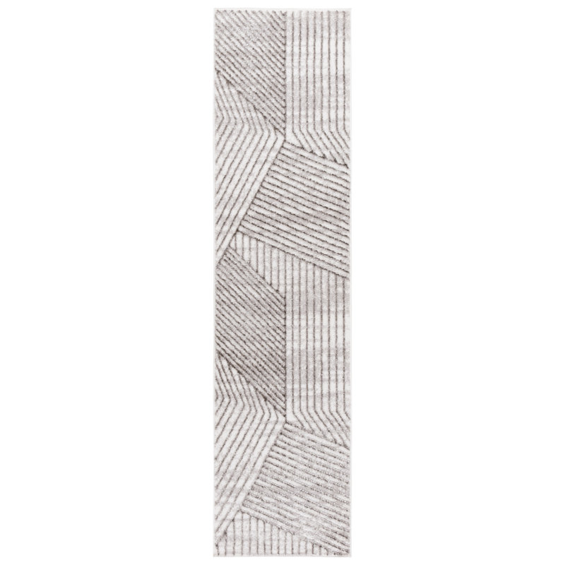 Tapis ivoire / gris Maya 114, Tapis de couloir 2 pi x 8 pi