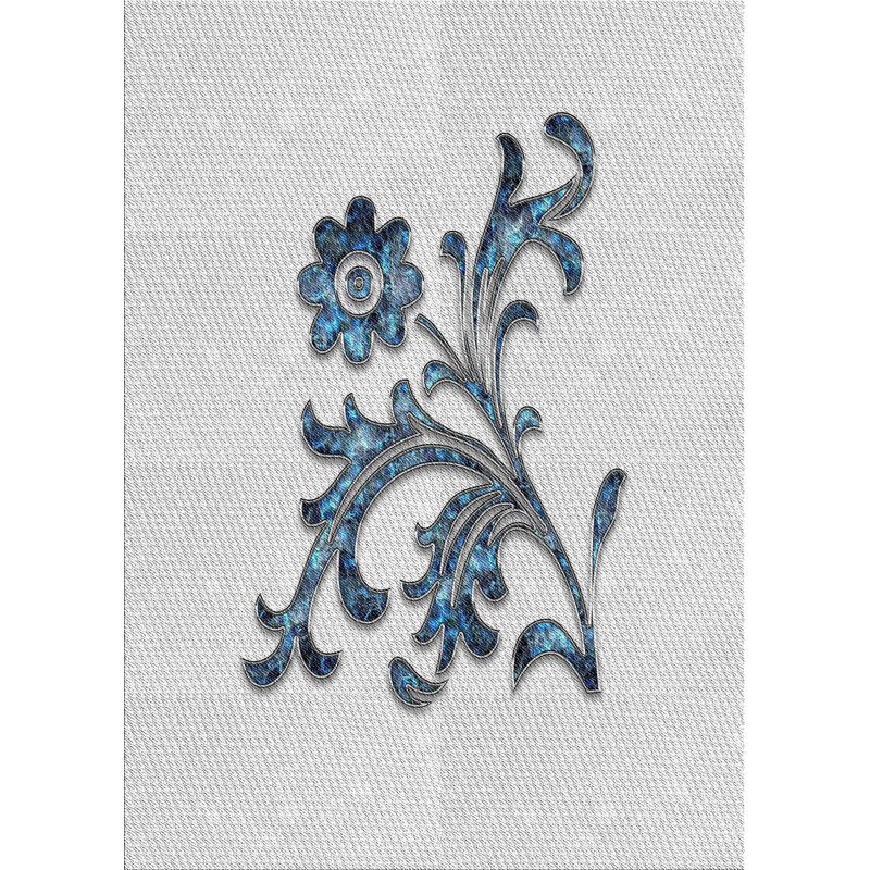 Tapis gris/noir/bleu à motifs, Rectangle 3 pi x 5 pi