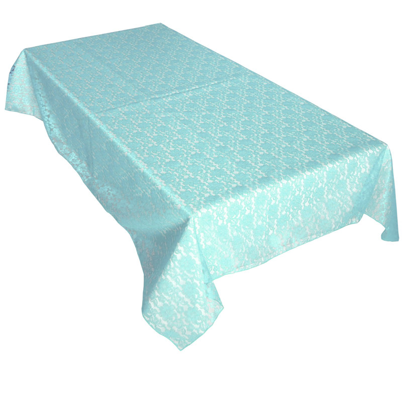 Floral Lace Overlay, Aqua, 96" x 58"