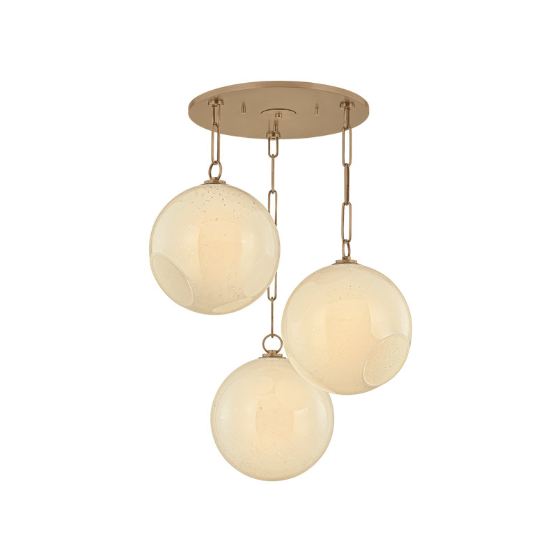 Lustre en laiton patiné Troy Lighting, H 14,25 po x l 26 po x P 26 po, Trois lumières