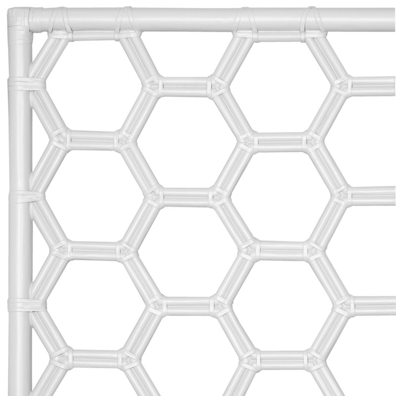 Honeycomb Wicker/Rattan Open-Frame Headboard, White, King