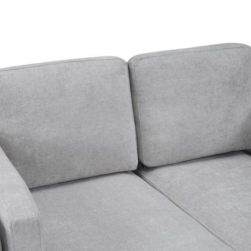 Chaise longue convertible rembourrée en chenille avec accoudoirs double couche Bexley, Gris