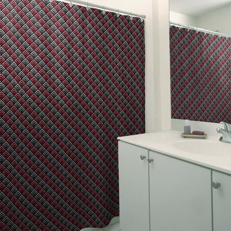 Rideau de douche simple à rayures katelyn elizabeth geometric dégradé, Rouge / Mauve