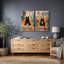 Cozy Black Cat, scène de café, images de salon, impression sur toile encadrée, 2 pièces-119655619-119655622