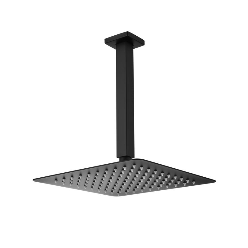High Shower Head 304 Stainless Steel - Thin Waterfall With Self Nozzles, Matte Black, Full Body Shower, Works American Standard And Universal Arm Connections All Arms Compatible