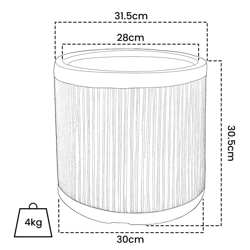 Round Grey Striped  Handmade Pot Planter