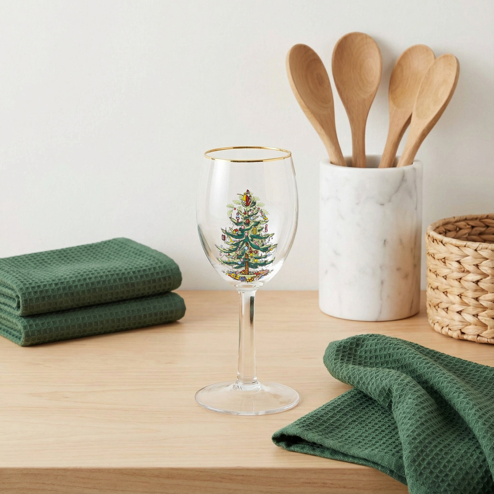 Christmas Tree Wine Glass