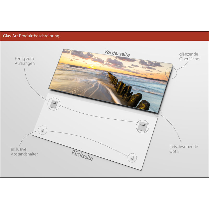 Divided Sea Photographic Art Print on Glass, 50cm H x 125cm W x 1.4cm D