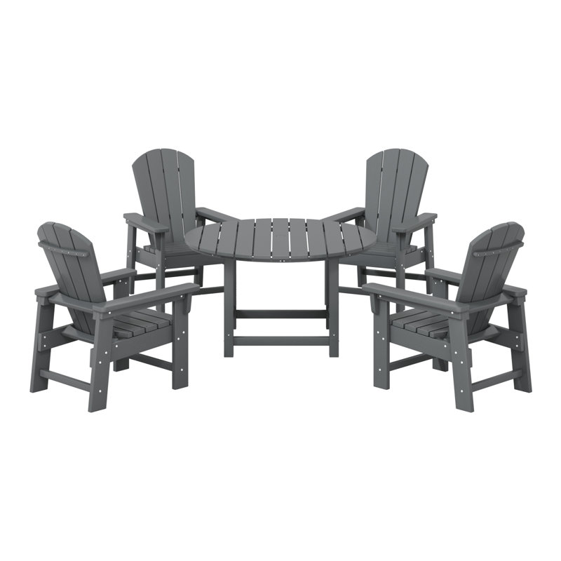 Laguna Kids Adirondack 5-Piece Round Table Dining Set, Gray