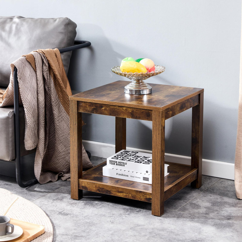 Table de chevet en bois, Brun rustique