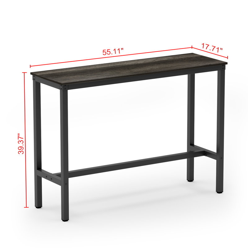 Amner Metal Base Dining Table, Black Oak, 39.37" H x 55.11" L x 17.71" W
