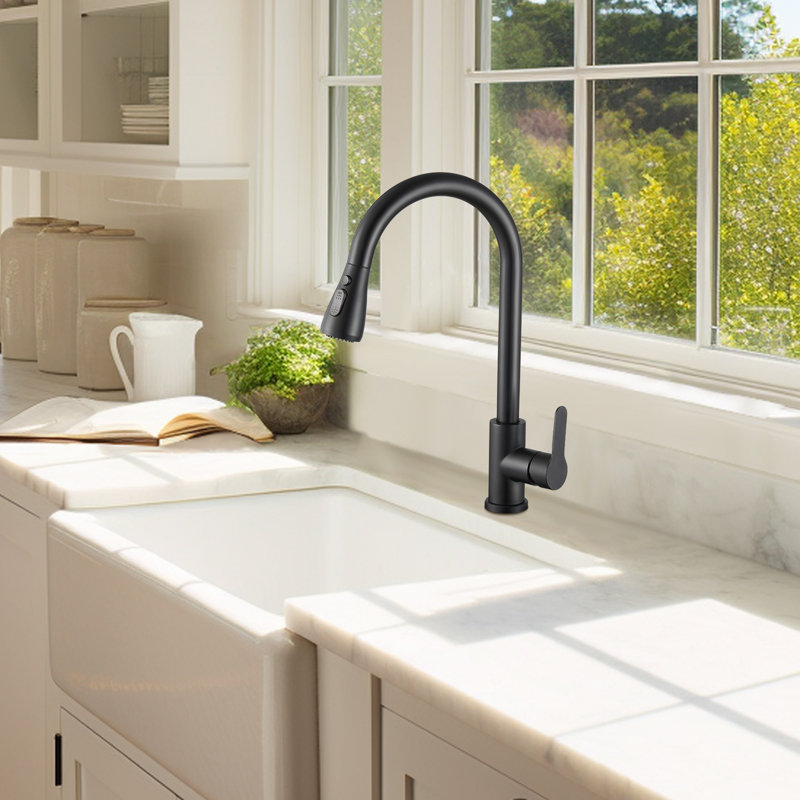 Cobbe Pull Down Kitchen Faucet, Matte Black