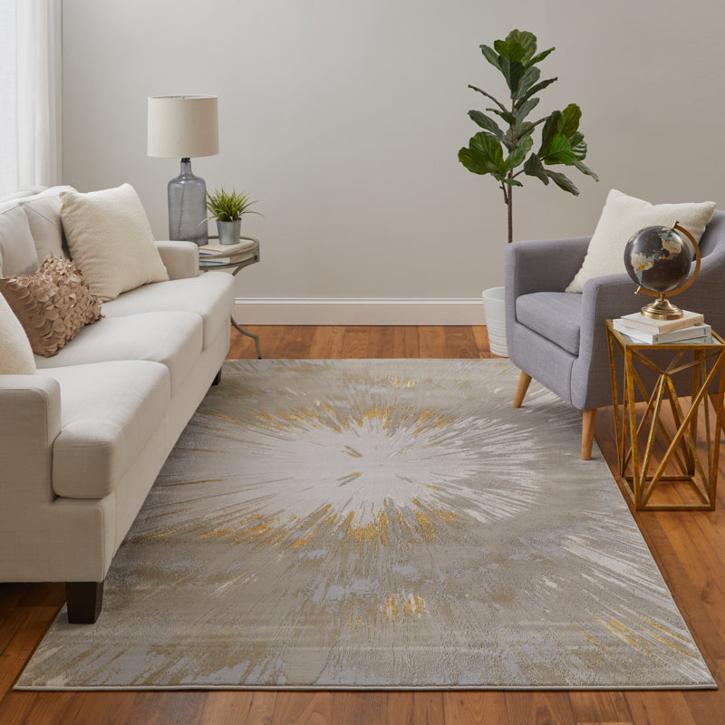 Tapis doré Jewel, Rectangle 6 pi 7 po x 9 pi 6 po