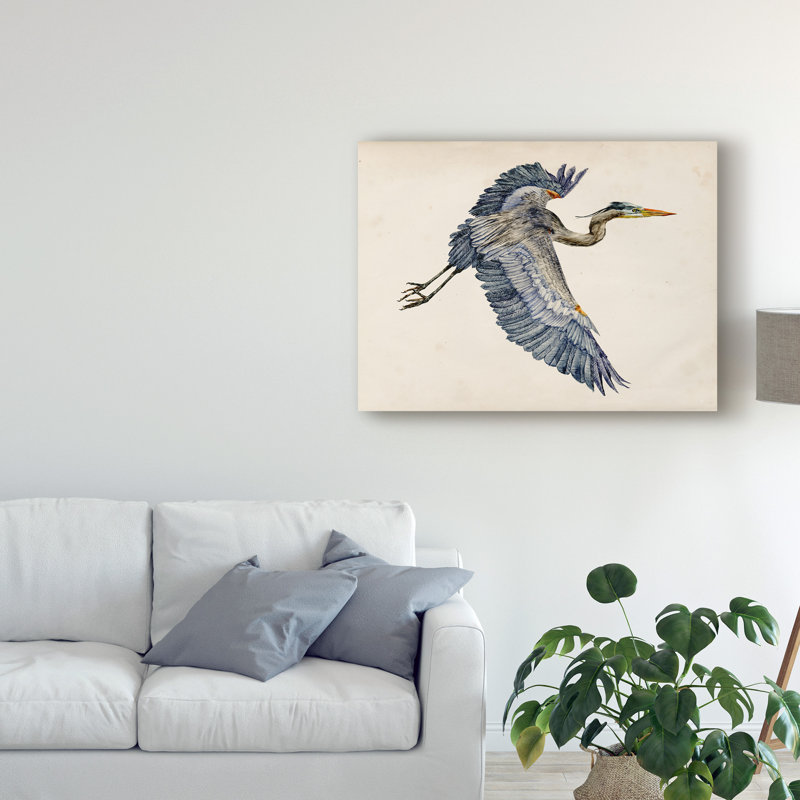 « blue héron rendering iv », reproduction sur toile tendue, H 35 po x l 47 po x P 2 po
