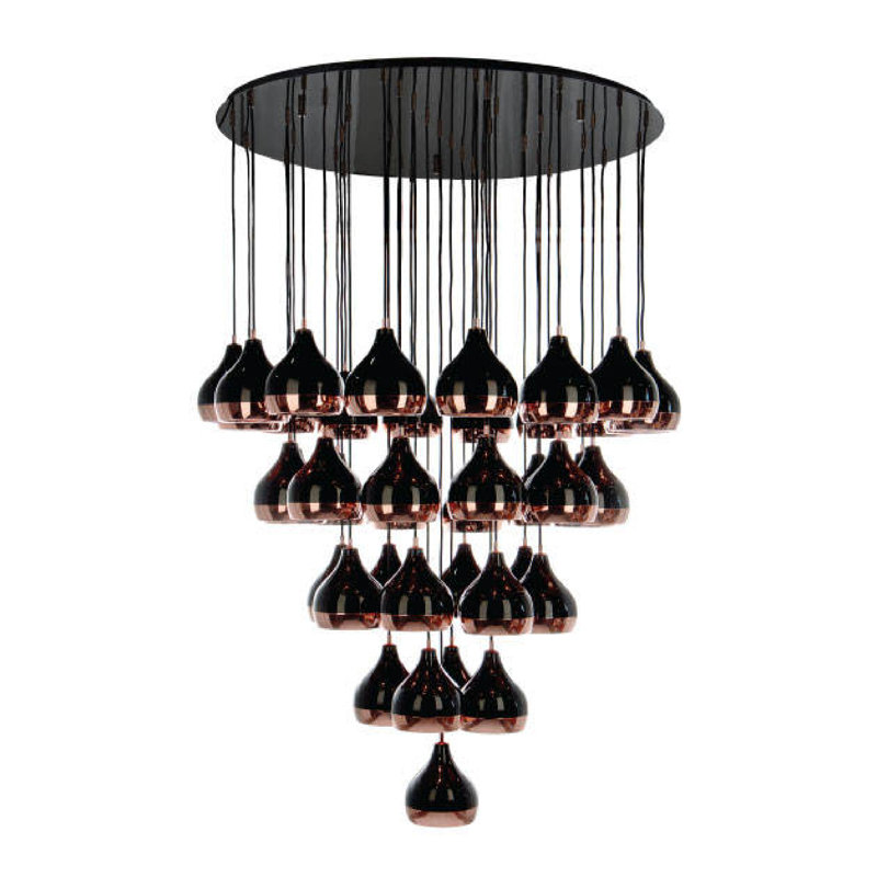 Lustre à niveaux Drayvon, Noir, Noir / or rose