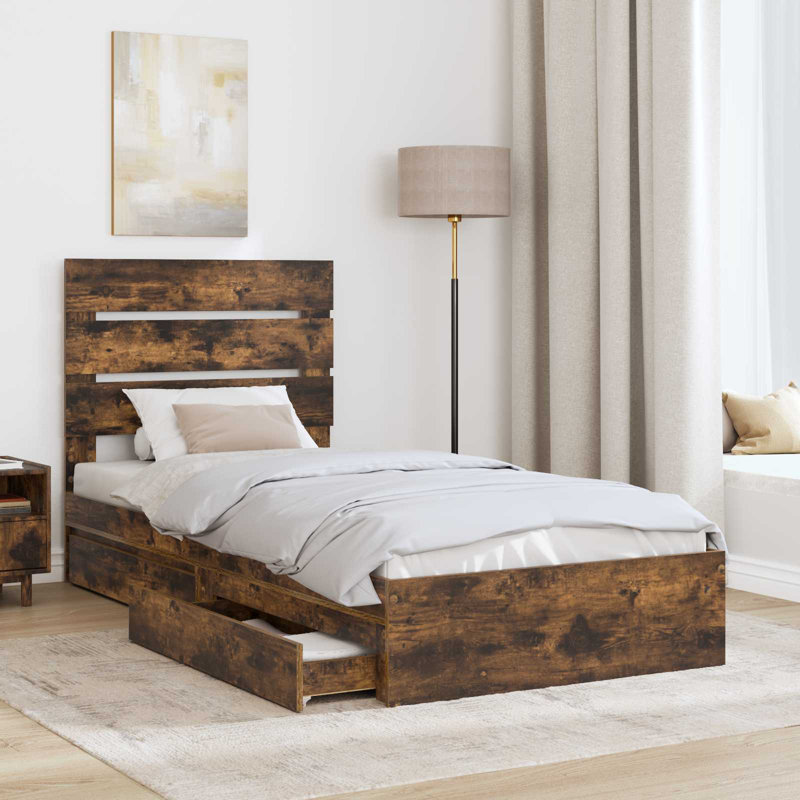 Bed, European Single (90 x 200 cm), Smoked Oak