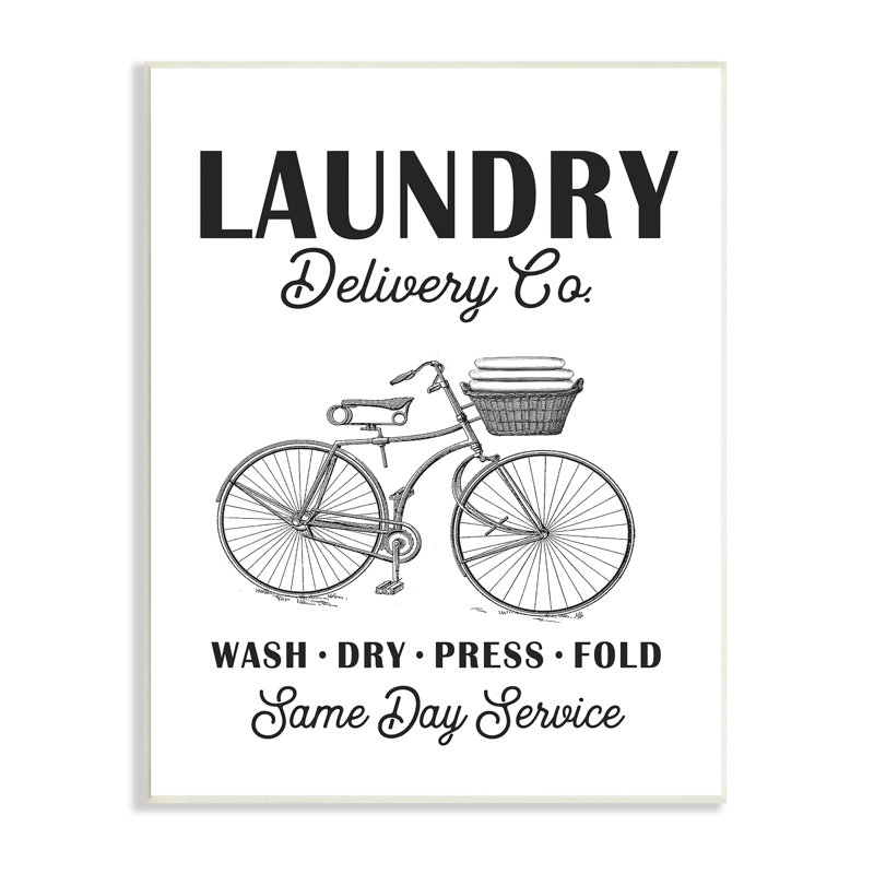 Panier à serviettes Vintage Laundry Laundry Co. par - impression, Bois, H 19 po x l 13 po