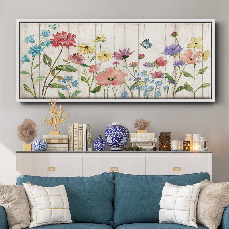 Fleurs sauvages sur toile encadrée, H 20 po x l 50 po